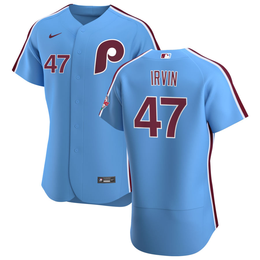 Philadelphia Phillies #47 Cole Irvin Men's Nike Light Blue Alternate 2020 Authentic Player MLB Jersey