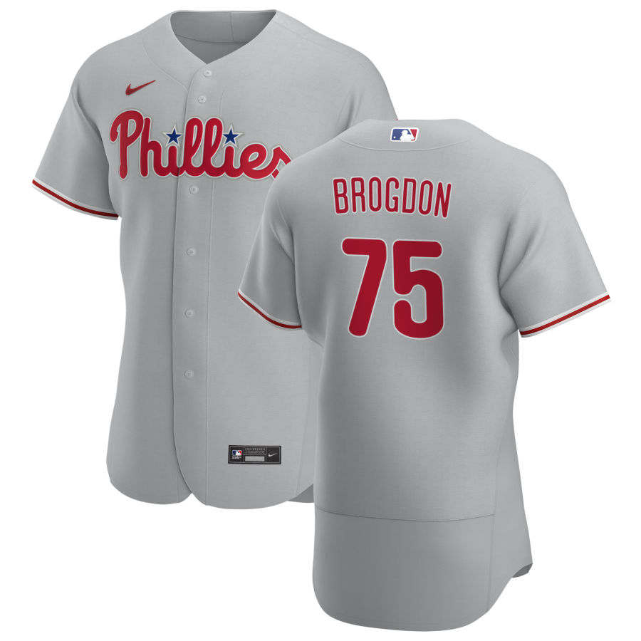 Philadelphia Phillies #75 Connor Brogdon Men's Nike Gray Road 2020 Authentic Player MLB Jersey