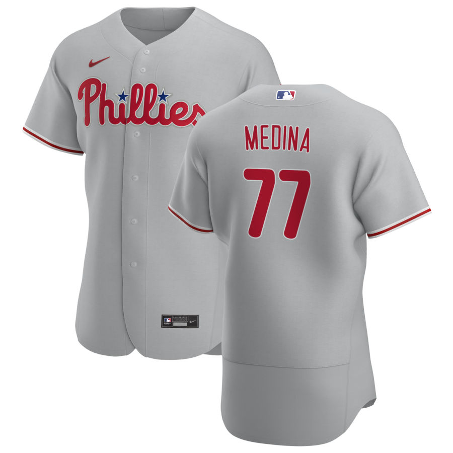 Philadelphia Phillies #77 Adonis Medina Men's Nike Gray Road 2020 Authentic Player MLB Jersey