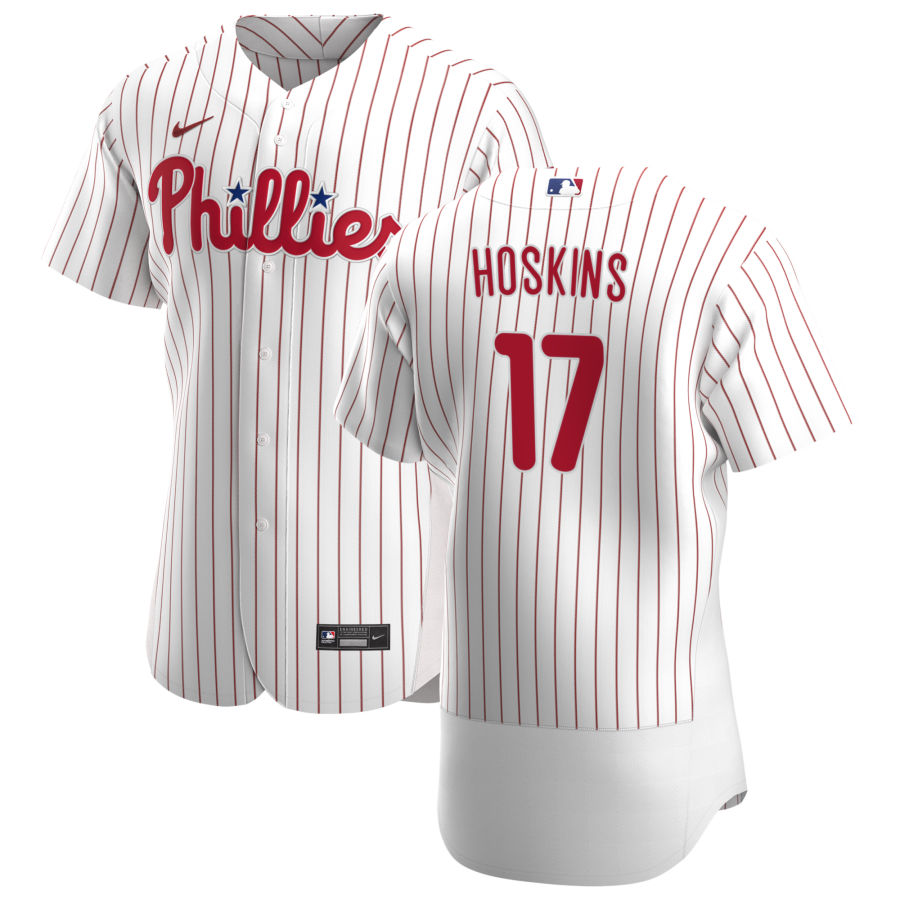 Philadelphia Phillies #17 Rhys Hoskins Men's Nike White Home 2020 Authentic Player MLB Jersey