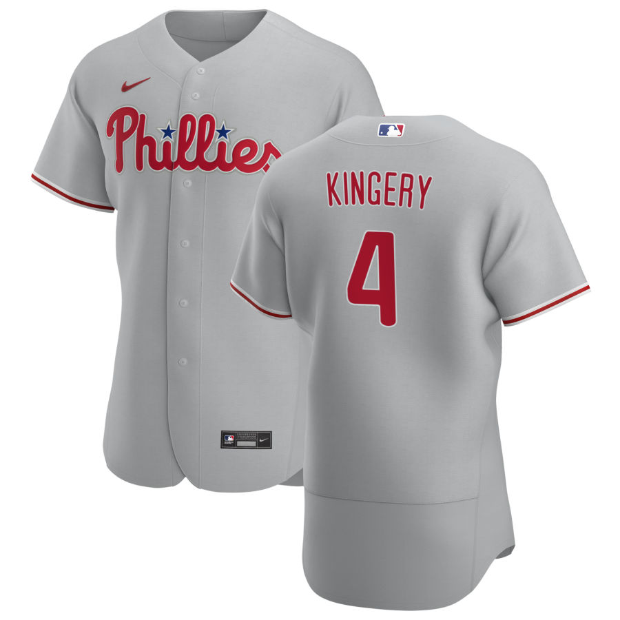 Philadelphia Phillies #4 Scott Kingery Men's Nike Gray Road 2020 Authentic Player MLB Jersey