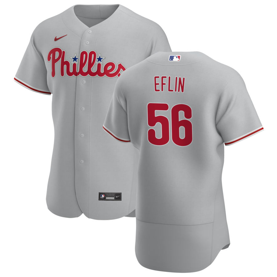 Philadelphia Phillies #56 Zach Eflin Men's Nike Gray Road 2020 Authentic Player MLB Jersey