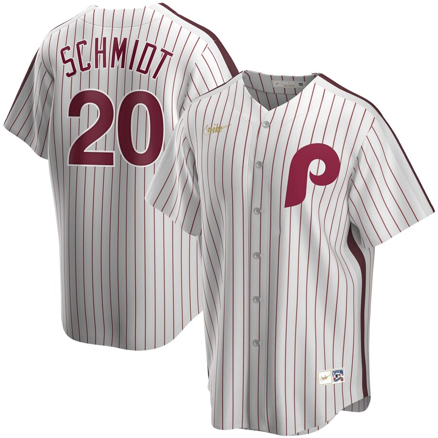 Philadelphia Phillies #20 Mike Schmidt Nike Home Cooperstown Collection Player MLB Jersey White