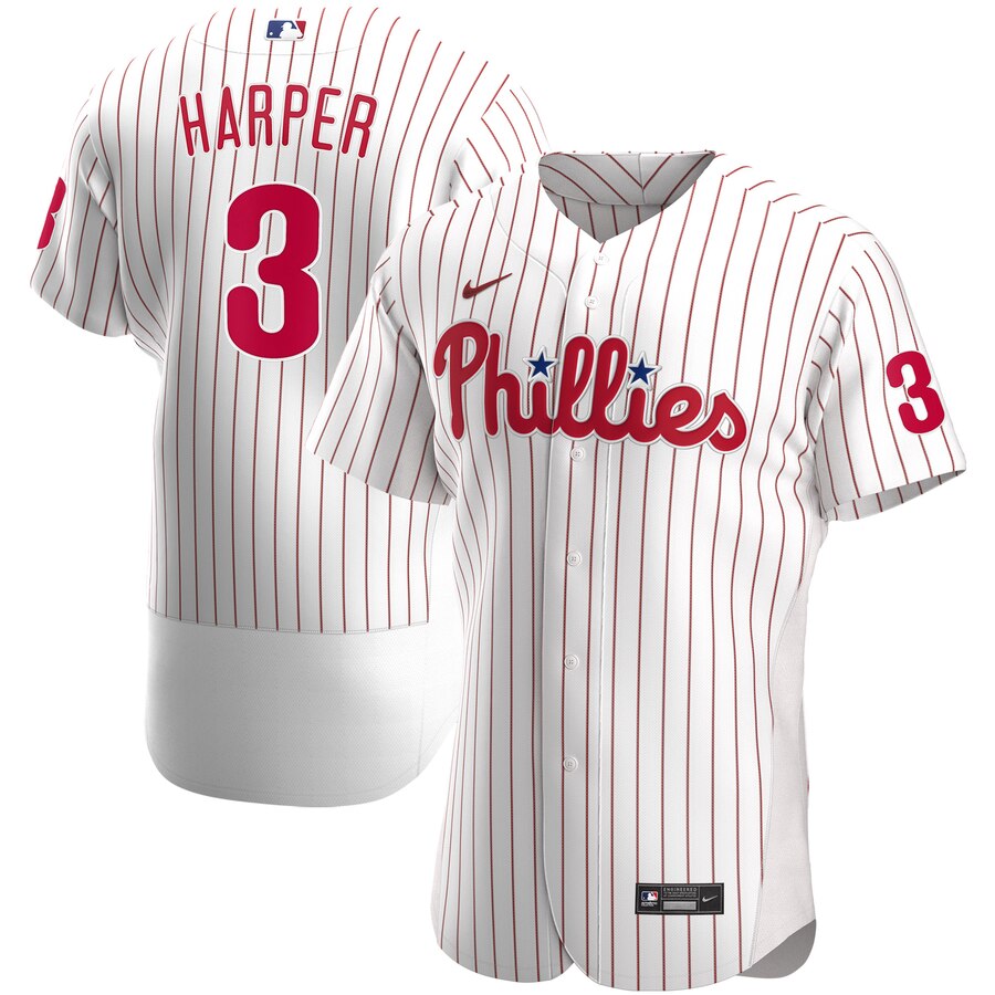 Philadelphia Phillies #3 Bryce Harper Men's Nike White Home 2020 Authentic Player MLB Jersey