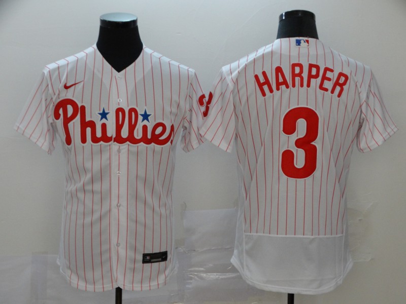 Phillies 3 Bryce Harper White Nike 2020 Flexbase Jersey