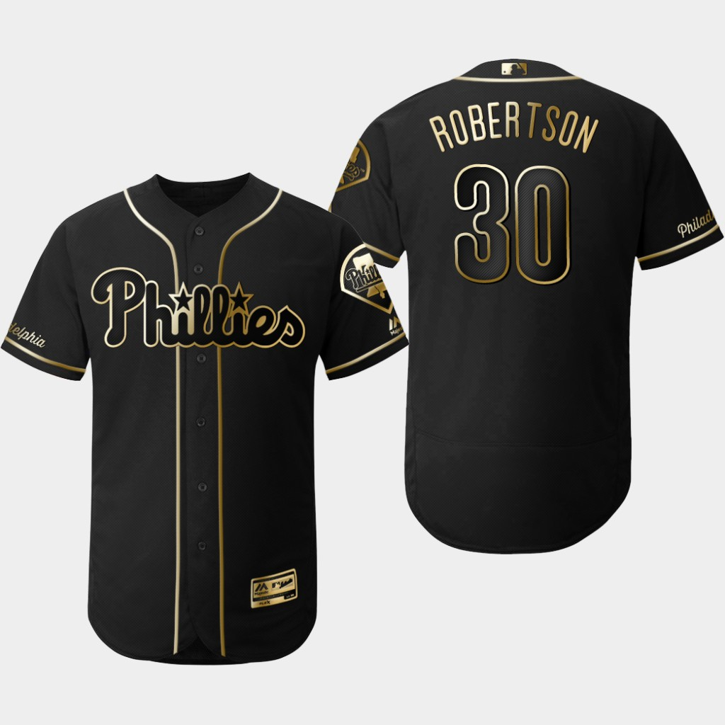 Phillies 30 David Robertson Black Gold Flexbase Jersey