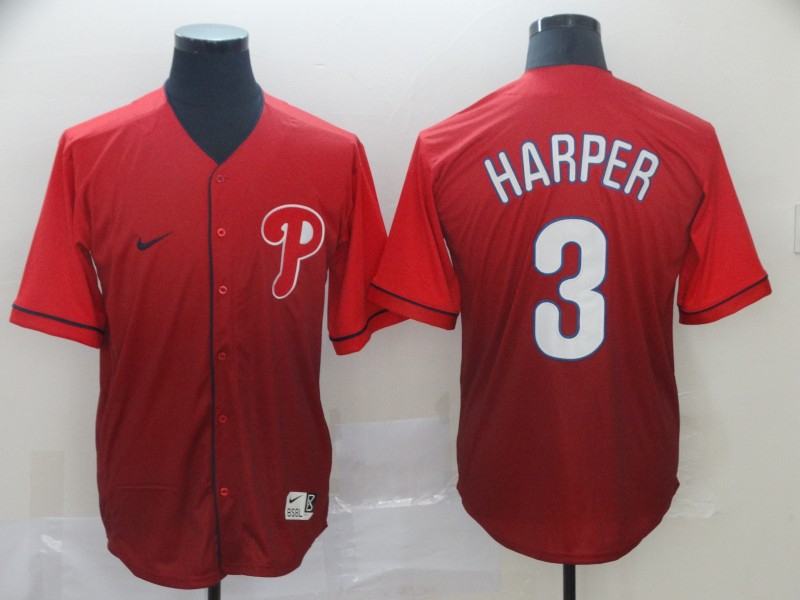 Phillies 3 Bryce Harper Red Drift Fashion Jersey