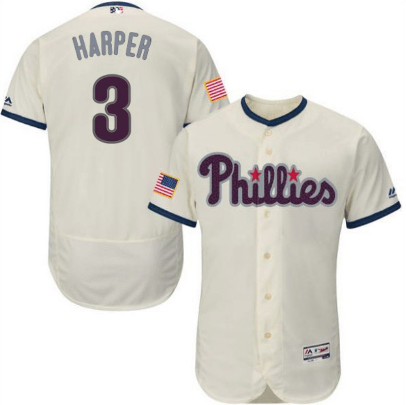 Phillies 3 Bryce Harper Cream Flexbase Jersey