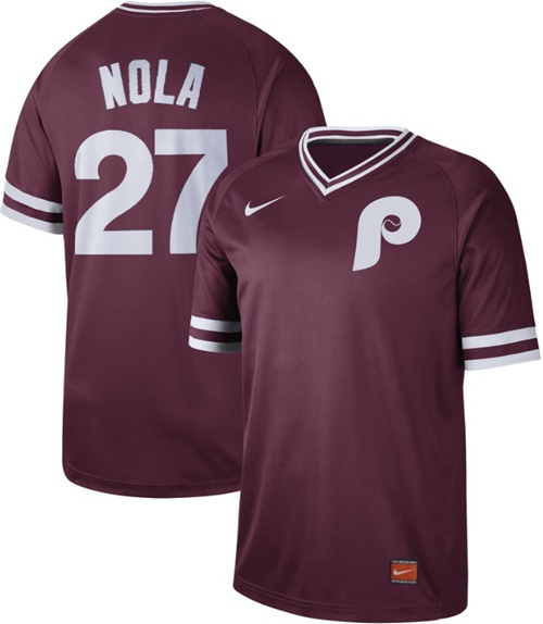 Phillies #27 Aaron Nola Maroon Authentic Cooperstown Collection Stitched Baseball Jersey