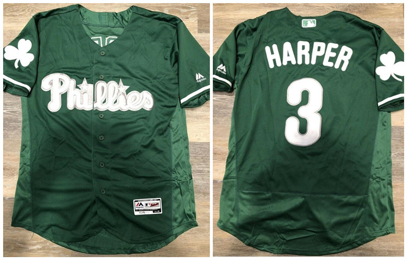 Phillies 3 Bryce Harper Green Flexbase Jersey