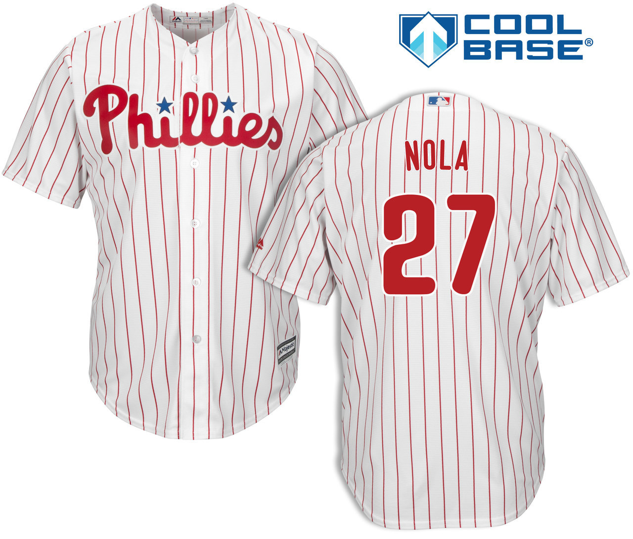 Men's Philadelphia Phillies #27 Aaron Nola White Cool Base MLB Jersey