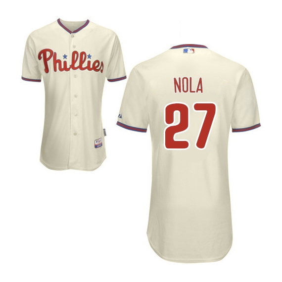 Men's Philadelphia Phillies #27 Aaron Nola Cream Cool Base MLB Jersey