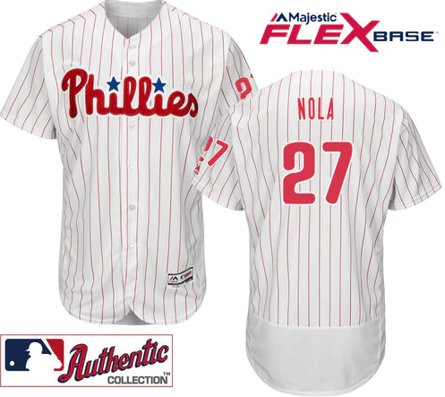 Men's Philadelphia Phillies #27 Aaron Nola White Flexbase MLB Jersey