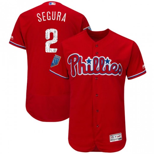 Men's Philadelphia Phillies #2 Jean Segura Scarlet Flex Base 2018 Spring Training Jersey