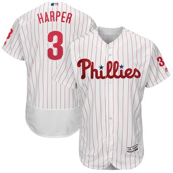 Men's Philadelphia Phillies #3 Bryce Harper White Home Flexbase Jersey