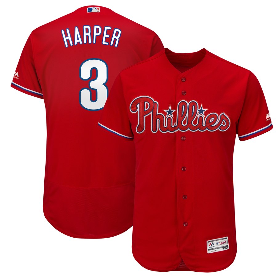 Men's Philadelphia Phillies #3 Bryce Harper Red Flexbase Jersey