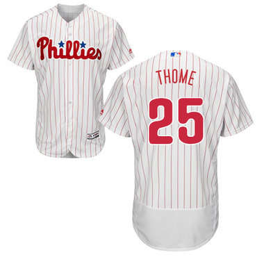 Phillies #25 Jim Thome White(Red Strip) Flexbase Authentic Collection Stitched Baseball Jersey