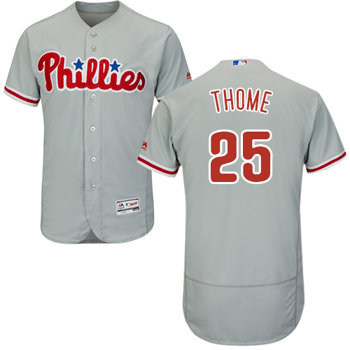 Phillies #25 Jim Thome Grey Flexbase Authentic Collection Stitched Baseball Jersey