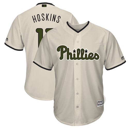 Phillies #17 Rhys Hoskins Cream New Cool Base 2018 Memorial Day Stitched Baseball Jersey