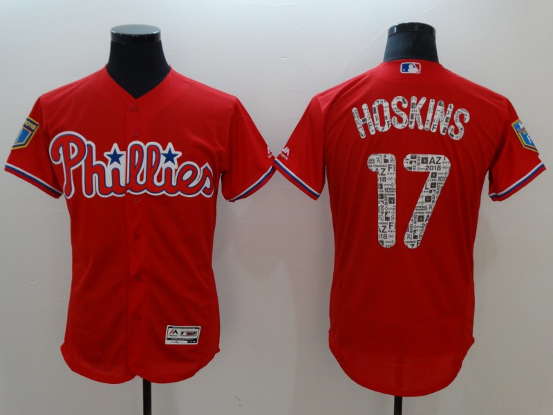 Phillies 17 Rhys Hoskins Red 2018 Spring Training Flexbase Jersey