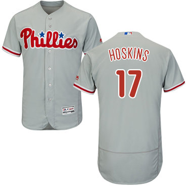 Phillies #17 Rhys Hoskins Grey Flexbase Authentic Collection Stitched MLB Jersey$