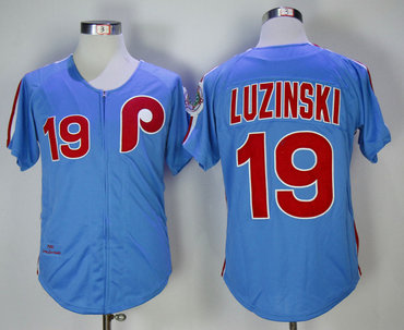 Phillies 19 Greg Luzinski Blue 1980 Mitchell & Ness Jersey