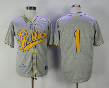 Phillies 1 Chuck Klein Gray 1938 Throwback Jersey