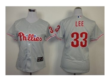 women mlb jerseys philadelphia phillies #33 cliff lee grey