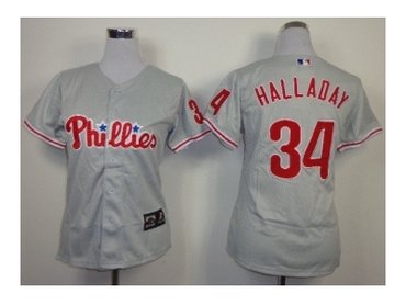 women mlb jerseys philadelphia phillies #34 halladay grey