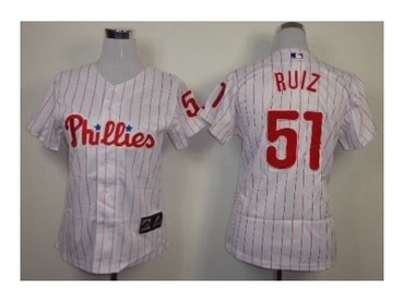 women mlb jerseys philadelphia phillies #51 ruiz white(red strip)