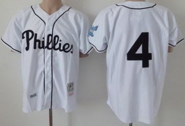 Philadelphia Phillies 4 Jimmie Fox White Throwback MLB Jerseys