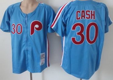 Philadelphia Phillies 30 Cash Blue Throwback MLB Jerseys