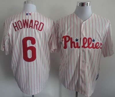 Philadelphia Phillies 6 Ryan Howard White Red Strip MLB Jerseys