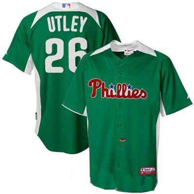 Philadelphia Phillies 26 UTLEY GREEN Personalized 2011 St. Patrick's Day Cool Base BP Jersey