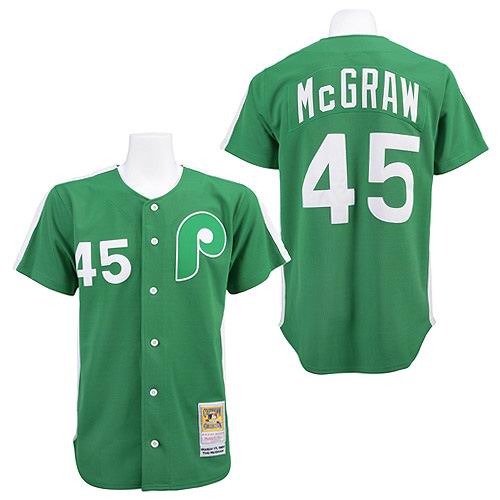 Philadelphia Phillies green 1981 45# Tug McGraw St. Patrick's Day Jersey by Mitchell & Ness