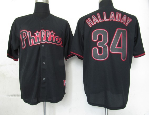 MLB Philadephia Phillis 34 Halladay Black Fashion Jerseys