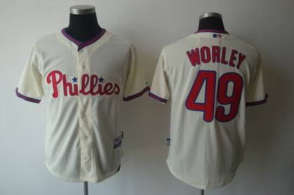 Philadelphia Phillies 49 Vance Worley cream jersey