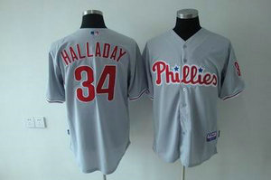 Philadelphia Phillies 34 Roy Halladay Cool Base Jersey gray