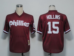 Philadelphia Phillies 15 Hollins Red throwback Jersey 1991