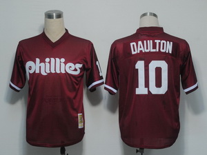 Philadelphia Phillies 10 Daulton Red throwback Jersey 1991