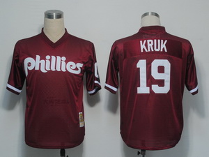 Philadelphia Phillies 19 Kruk Red throwback Jersey 1991