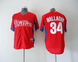 MLB Philadephia Phillis 34# Halladay Red Jerseys