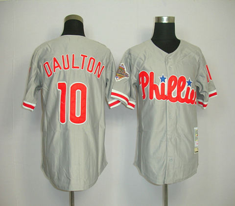 Philadelphia Phillies 10 Darren Daulton Grey Mitchell & Ness Jersey