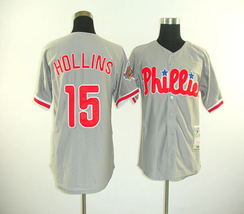 Philadelphia Phillies 15 Dave Hollins Mitchell & Ness Jersey Grey