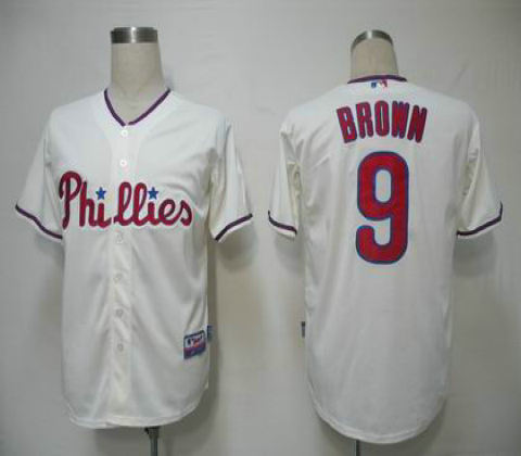 MLB Jerseys Philadephia Phillies 9 Brown Cream Cool Base