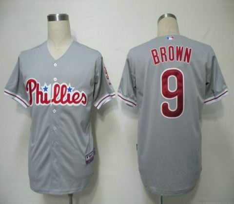 MLB Jerseys Philadephia Phillies 9 Brown Grey Cool Base