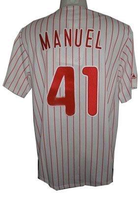 Philadelphia Phillies 41 CHARLEY MANUEL White Pinstripe Jerseys