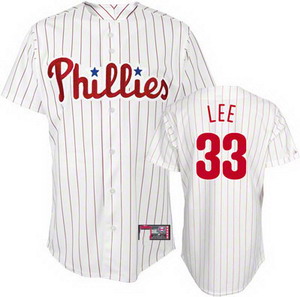 Philadelphia Phillies 33 Cliff lee 2011 White Jersey(red Pinstripe)