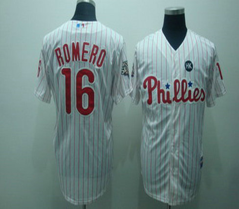 Philadelphia Phillies 16 Romero White(Red Strip) Jerseys World Series HK Patch