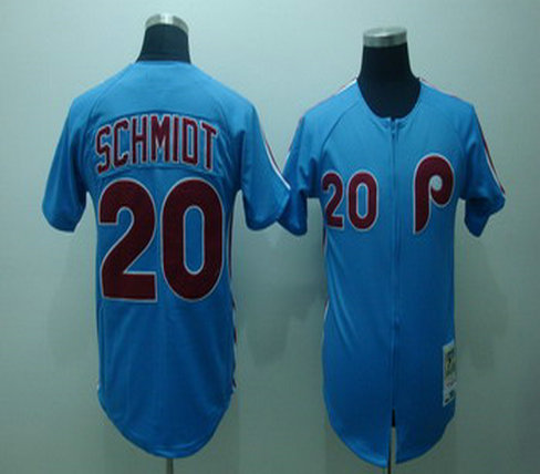 Philadelphia Phillies 20 Mike Schmidt Blue Jerseys Throwback